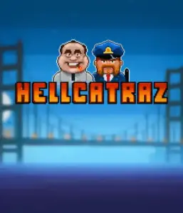 Explore the action-packed world of the Hellcatraz game by Relax Gaming, highlighting a comic-style prisoner and a guard with the infamous Alcatraz prison and San Francisco skyline in the background. This image depicts the fun and humor of an escape-themed game, ideal for players looking for a unique slot experience, offering a captivating adventure. 