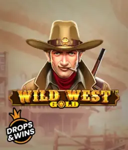  Encounter the rugged sheriff of "Wild West Gold," a captivating slot game by Pragmatic Play. The visual features a confident sheriff with a sheriff’s badge, set against a dusty Old West town backdrop. The game's title is boldly featured in a classic font, complementing the Wild West adventure theme. 